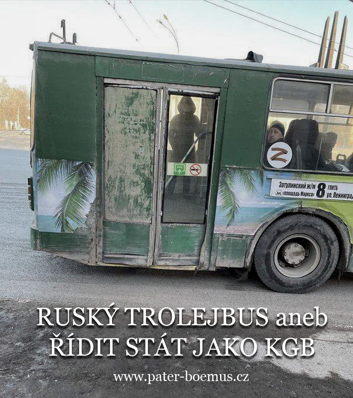 Pater Boemus, humoristický vzdělávací magazín, ruský trolejbus, řídit stát jako KGB