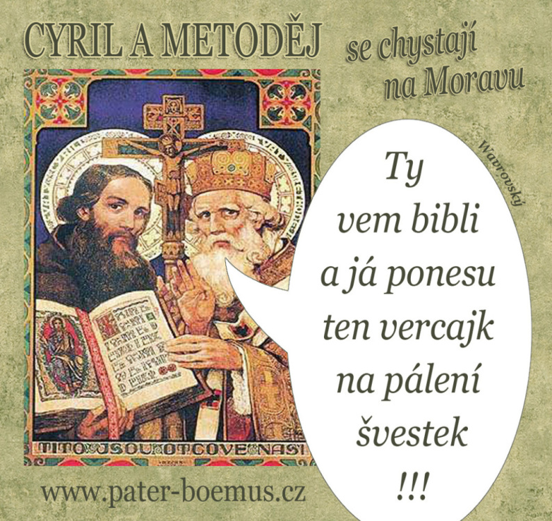 Pater Boemus, humoristický vzdělávací magazín, Wavrovský, Konstantin Cyril Metoděj se chystají na Moravu, pálení švestek, karlátka, slivovice