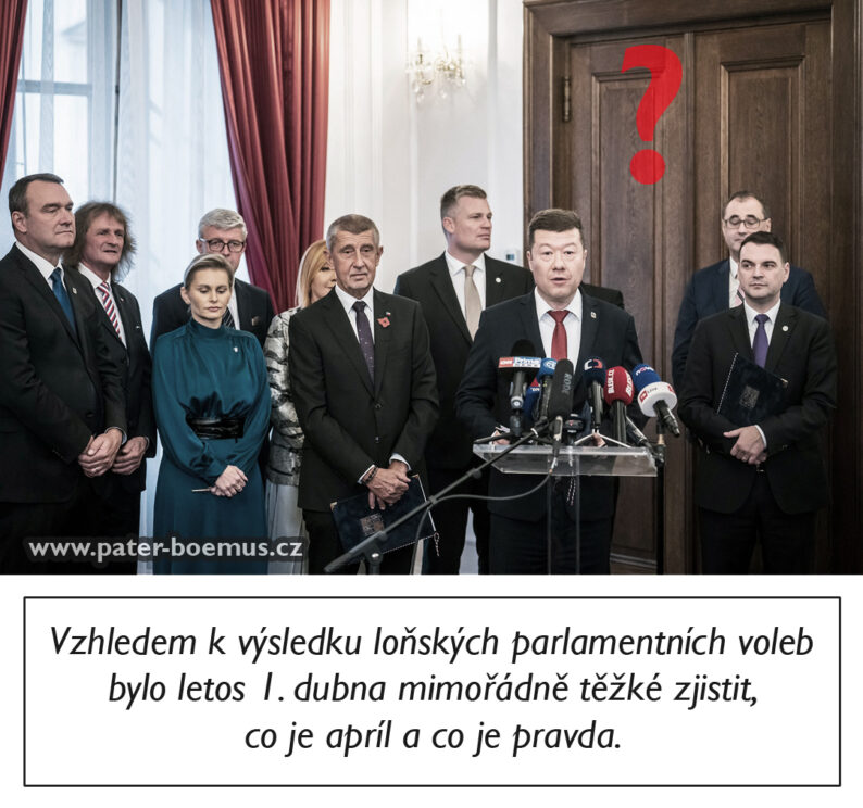 Apríl 2026, Babišova vláda, Pater Boemus, Wavrovský